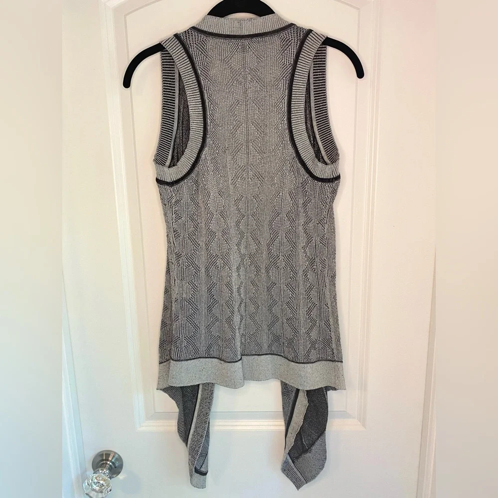 Armani Exchange Draped Sleeveless Knitted Cardigan Silver/Black Size S